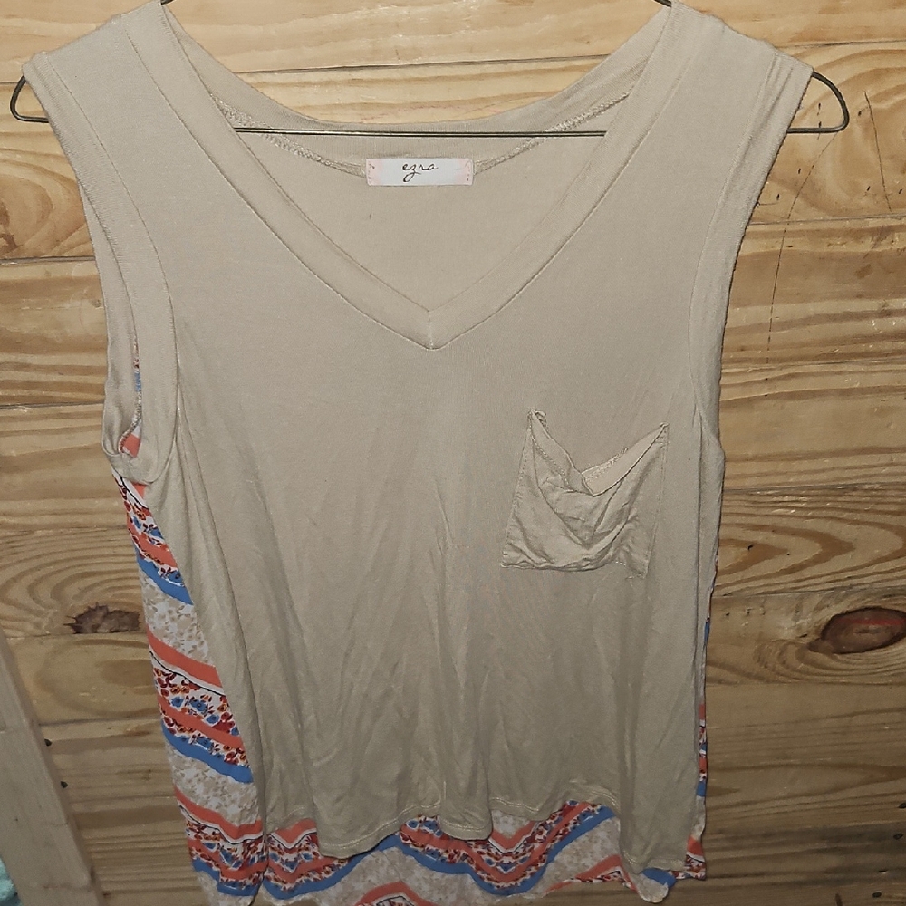 Ezra Beige and Multicolor Tank Top
